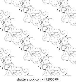 Seamless Hand Drawn Flower Pattern. Spring or Summer Floral Background