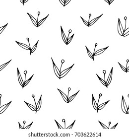 Seamless hand drawn flower vector pattern