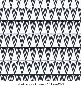 Seamless hand drawn geometric pattern with black triangles. Vector illustration
