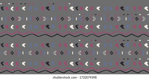 Seamless hand drawn geometric pattern with national striped color background. Ornamental traditional, ethnic. Great for fabric and textile, wallpaper