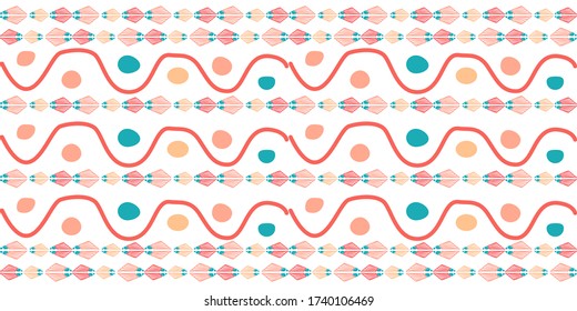 Seamless hand drawn geometric pattern with national striped color background. Ornamental traditional, ethnic. Great for fabric and textile, wallpaper, packaging.