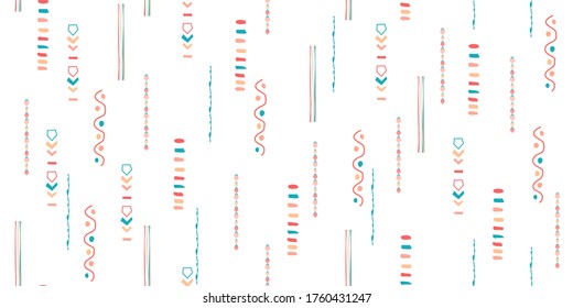 Seamless hand drawn geometric pattern with national striped color background. Ornamental traditional, ethnic. Great for fabric and textile, wallpaper, packaging.