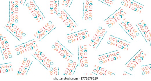 Seamless hand drawn geometric pattern with national striped color background. Ornamental traditional, ethnic. Great for fabric and textile, wallpaper, packaging.
