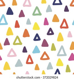 Seamless Hand Drawn Geometric Pattern. Abstract Doodle Triangle Geometrical Background. Vector Illustration.