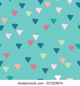 Seamless hand drawn geometric pattern. Abstract doodle triangle geometrical background. Vector colorful illustration.
