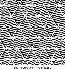 Seamless hand drawn geometric pattern with triangles