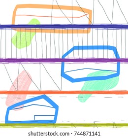 Seamless hand drawn geometric pattern design. Modern artistic style. Freehand digital brush pencil strokes trendy composition