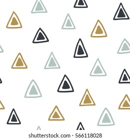 Seamless hand drawn geometric tribal pattern with triangles. Vector navajo design.