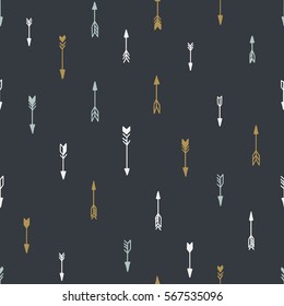 Seamless hand drawn geometric tribal pattern with arrows. Vector navajo design.