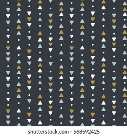 Seamless hand drawn geometric tribal pattern with triangles and dots. Vector navajo design.