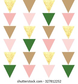 Seamless hand drawn gold triangle pattern. Holiday background.