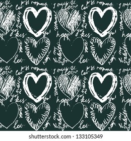 Seamless hand drawn heart pattern