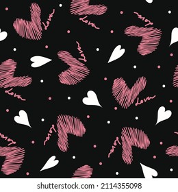 Seamless hand drawn heart pattern
design for scrapbooking, Fashion, cards, paper goods, background, wallpaper, wrapping, fabric and all your creative projects 