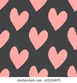 Seamless hand drawn heart pattern. Vector design.