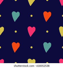 Seamless hand drawn heart pattern. Repetitive background, wallpaper, wrapping paper. Vector design.