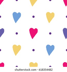 Seamless hand drawn heart pattern. Repetitive background, wallpaper, wrapping paper. Vector design.