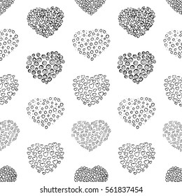 Seamless hand drawn heart vector pattern. Valentine's day.