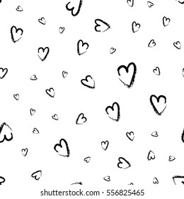 Seamless hand drawn hearts. Vector illustration