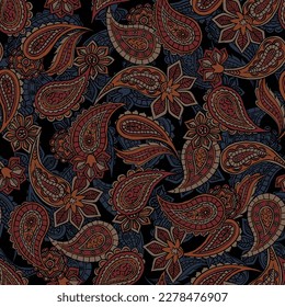 SEAMLESS-HANDGEZEICHNETE HENNA PAISLEY TEXTILFABRISCHE ETHNISCHE TRADITIONELLE BANDANA-PATTERN-SCHATCH