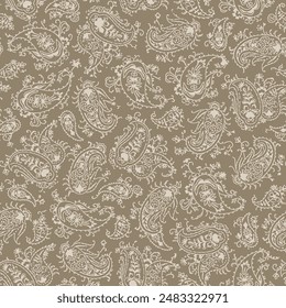 SEAMLESS HAND DRAWN HENNA PAISLEY DETAILED TWO COLOUR VINTAGE RETRO PATTERN SWATCH