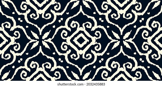 Seamless hand drawn ikat pattern, Vector drawing ornaments design for decoration background.