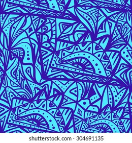 Seamless hand drawn indian  pattern. Seamless zentangle. Abstract ethnic background