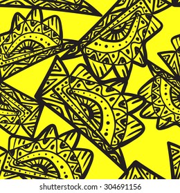 Seamless hand drawn indian  pattern. Seamless zentangle. Abstract ethnic background