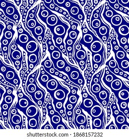 Seamless hand drawn ink pattern. Creative endless background with blots. Abstract striped texture with bold monochrome lines. Decorative vector design