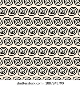 Seamless hand drawn ink pattern. Creative endless background with blots. Abstract striped texture with bold monochrome lines. Decorative vector design