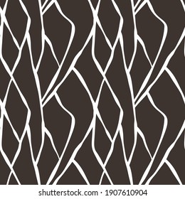 Seamless hand drawn ink pattern. Creative endless background with blots. Abstract striped texture with bold monochrome lines. Decorative vector design