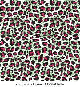 Seamless hand drawn jaguar skin patten. Vector illustration animal exotic tribal for fashion textile print and fabric wrapping.