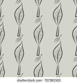 Seamless hand drawn leaves illustrations background, good for graphic design, wallpapers or booklets. Cartoon style vector graphic.