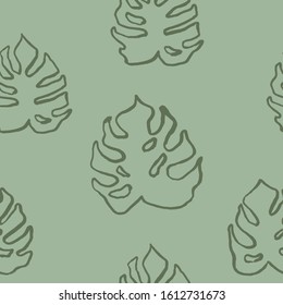 Seamless hand drawn leaves pattern