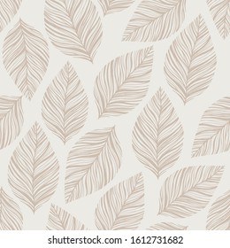 Seamless hand drawn leaves pattern