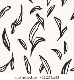 Seamless hand drawn leaves pattern