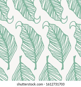 Seamless hand drawn leaves pattern