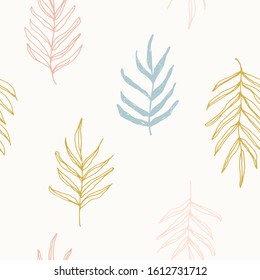 Seamless hand drawn leaves pattern