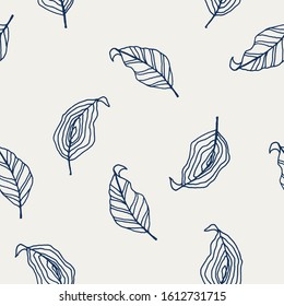 Seamless hand drawn leaves pattern