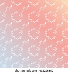 Seamless hand drawn leaves pattern on colorful background.