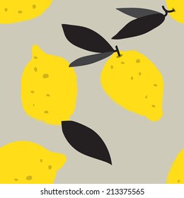 Seamless hand drawn lemon pattern