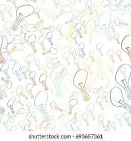 Seamless hand drawn light bulb illustrations background, good for graphic design, wallpapers or booklets. Cartoon style vector graphic.