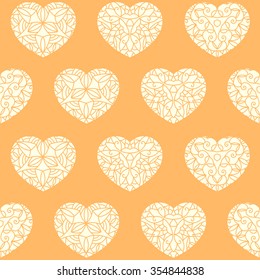 Seamless hand drawn linear hearts background. Great for Baby, Valentine's Day, Mother's Day, wedding event, scrapbook, seasonal greeting card, birthday invitation, business cards, website elements.