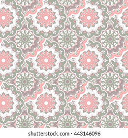 Seamless hand drawn mandala pattern. Vintage decorative elements. Islam, arabic, indian, turkish, ottoman motifs. For printing on fabric or paper. Vector illustration.