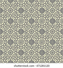 Seamless hand drawn mandala pattern. Vintage elements in oriental style with grunge effect. Can be used as fabric, paper and page fill. Islam, arabic, indian, turkish,ottoman, asian motifs. Vector.