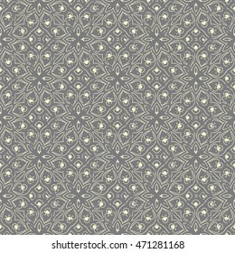 Seamless hand drawn mandala pattern. Vintage elements in oriental style with grunge effect. Can be used as fabric, paper and page fill. Islam, arabic, indian, turkish,ottoman, asian motifs. Vector.
