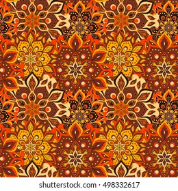 Seamless hand drawn mandala pattern. Vintage elements in oriental style. Texture for wallpapers, backgrounds and page fill. Islam, arabic, indian, turkish,ottoman, asian motifs. Vector illustration.