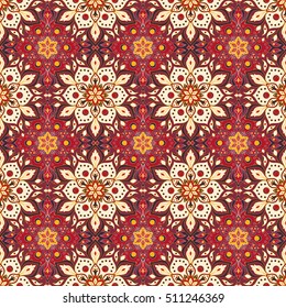 Seamless hand drawn mandala pattern. Vintage elements in oriental style. Texture for wallpapers, backgrounds and page fill. Islam, arabic, indian, turkish,ottoman, asian motifs. Vector illustration.