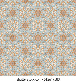 Seamless hand drawn mandala pattern. Vintage elements in oriental style. Texture for wallpapers, backgrounds and page fill. Islam, arabic, indian, turkish,ottoman, asian motifs. Vector illustration.
