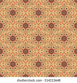 Seamless hand drawn mandala pattern. Vintage elements in oriental style. Texture for wallpapers, backgrounds and page fill. Islam, arabic, indian, turkish,ottoman, asian motifs. Vector illustration.