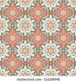 Seamless hand drawn mandala pattern. Vintage elements in oriental style. Texture for wallpapers, backgrounds and page fill. Islam, arabic, indian, turkish,ottoman, asian motifs. Vector illustration.